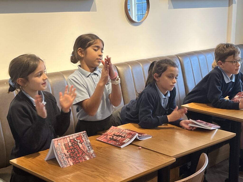 The launch of Skyswood Primary School's poetry book at St Albans Waterstones.