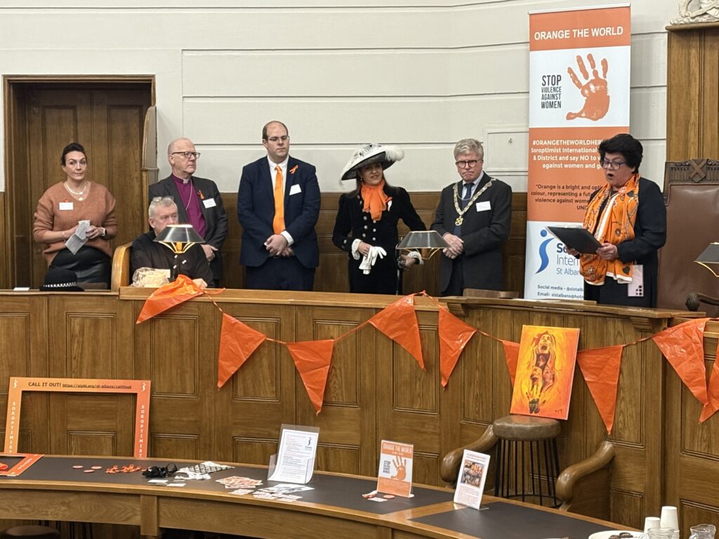 The launch of Orange the World 2024 by St Albans Soroptimists.