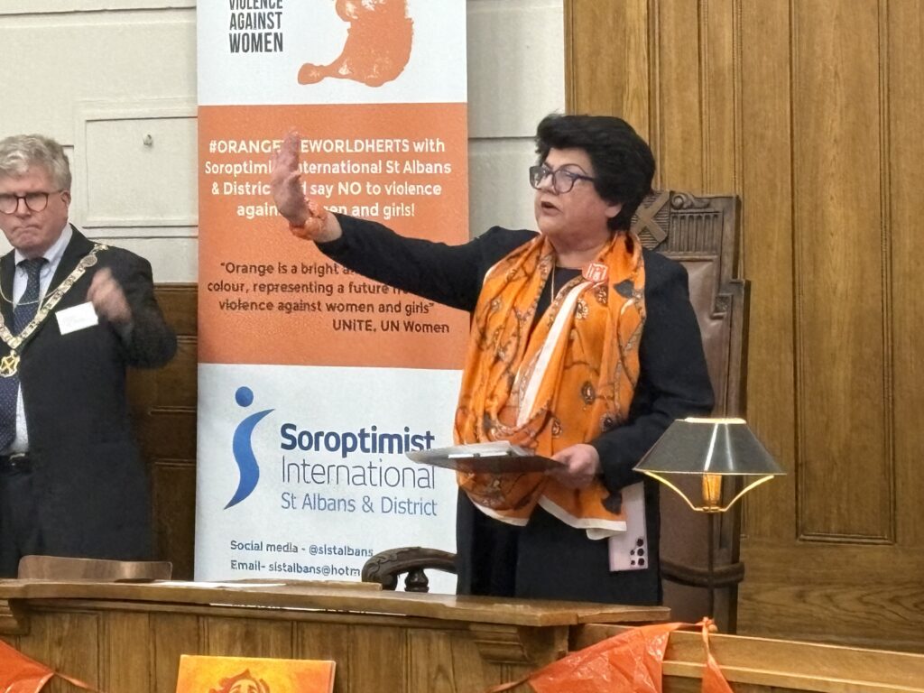 The launch of Orange the World 2024 by St Albans Soroptimists.