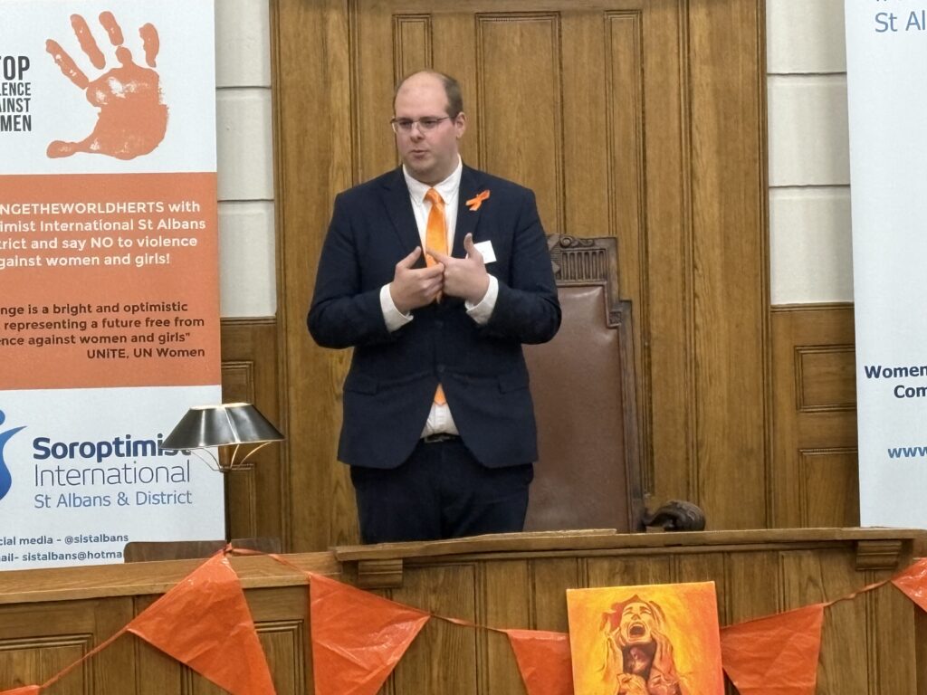 The launch of Orange the World 2024 by St Albans Soroptimists.