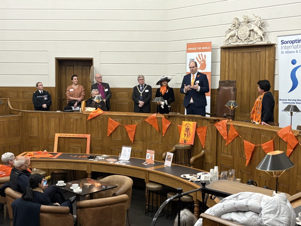 The launch of Orange the World 2024 by St Albans Soroptimists.