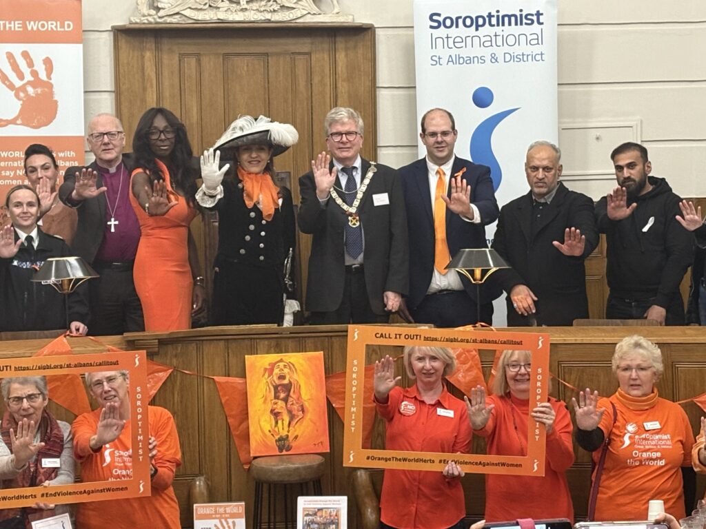 The launch of Orange the World 2024 by St Albans Soroptimists.