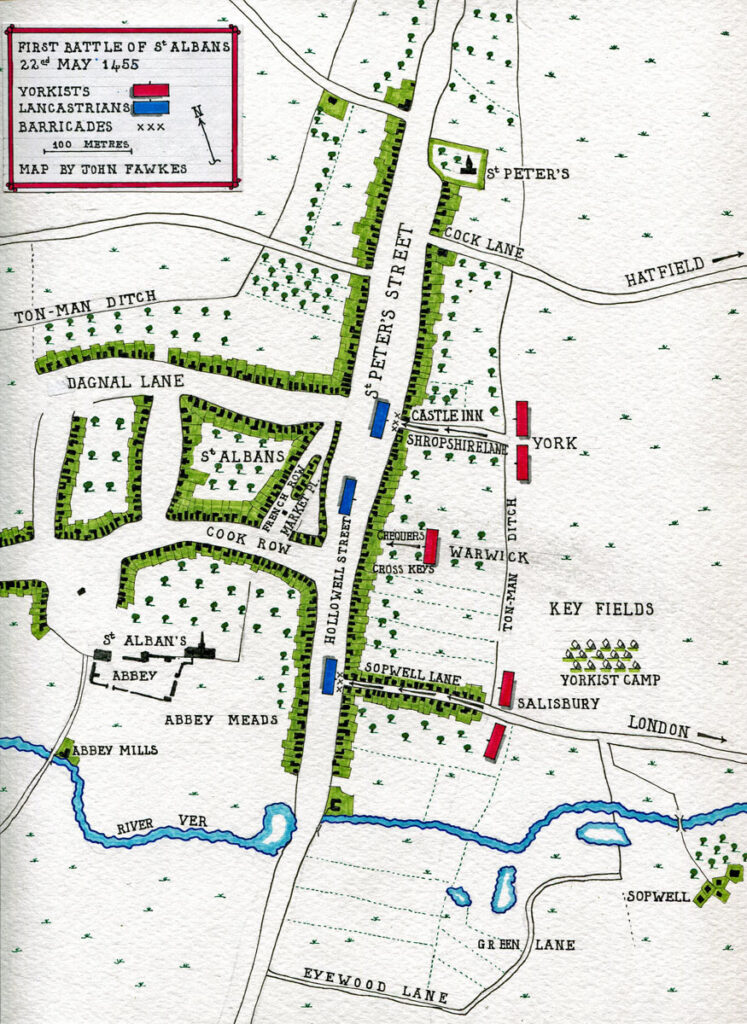 Map of the First Battle of St Albans