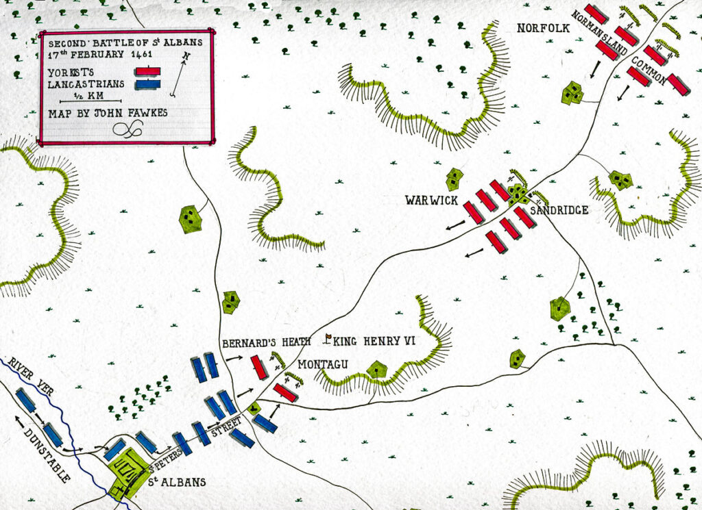 Map of the Second Battle of St Albans
