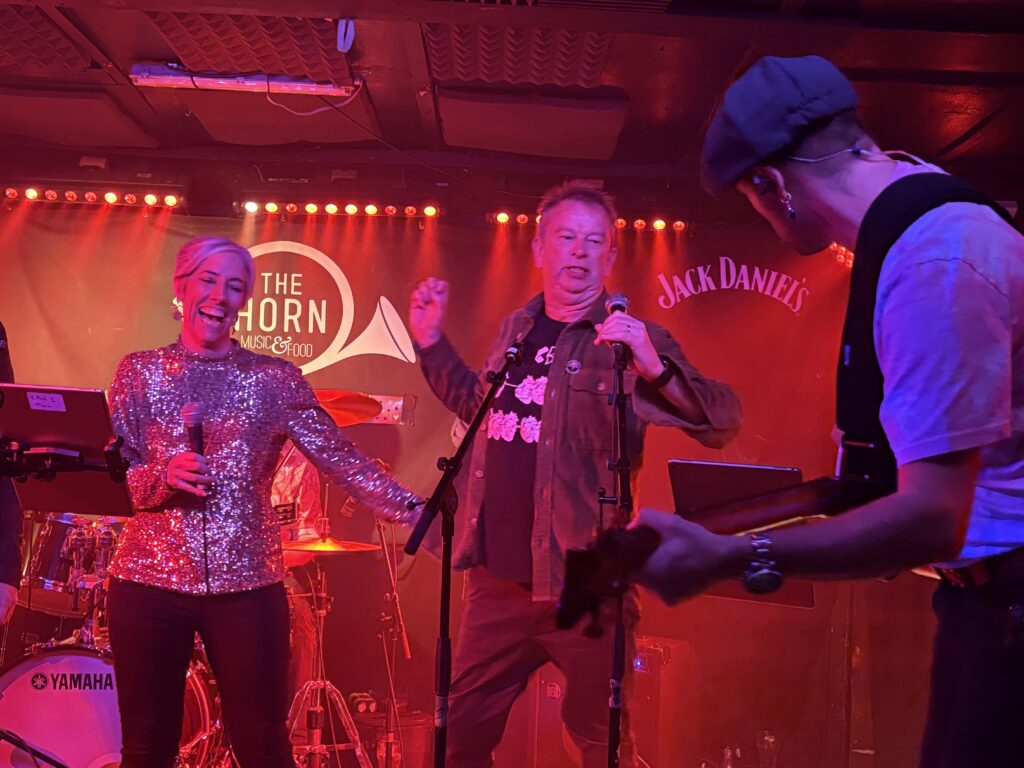 St Albans MP Daisy Cooper performs at The Horn's 50th birthday party.