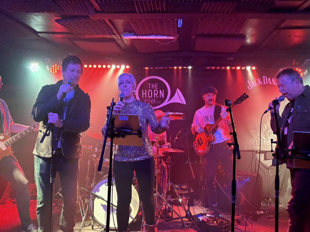 St Albans MP Daisy Cooper performs at The Horn's 50th birthday party.