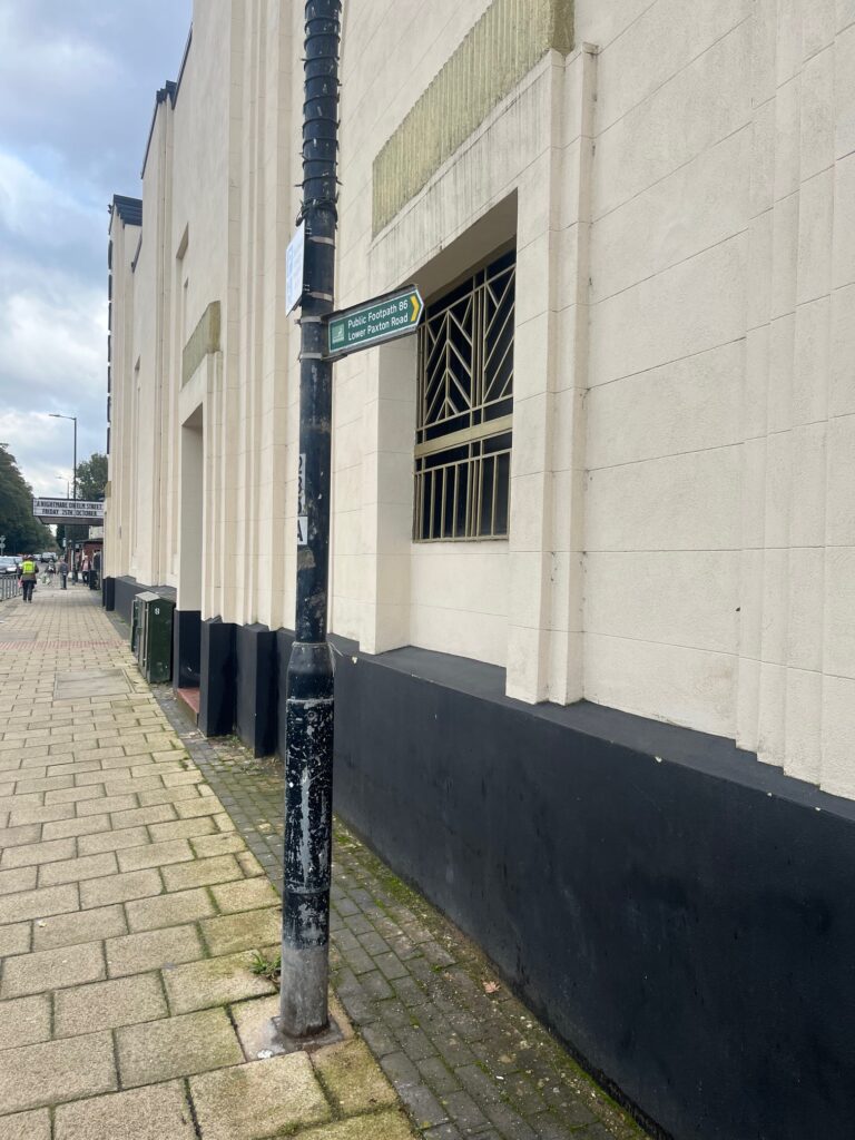 Public footpath sign in London Road