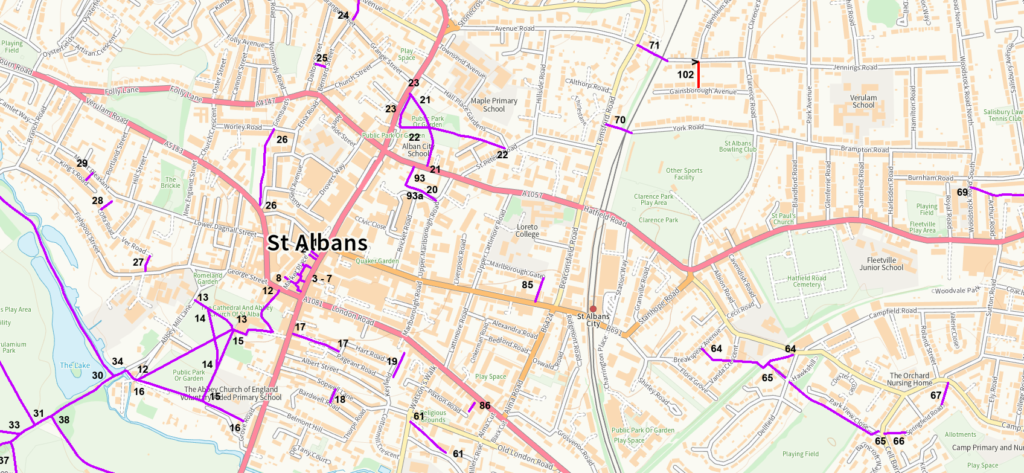 HCC map of Public Rights of Way contains data from Ordnance Survey; ©Crown copyright and database rights 2024 OS AC0000849954