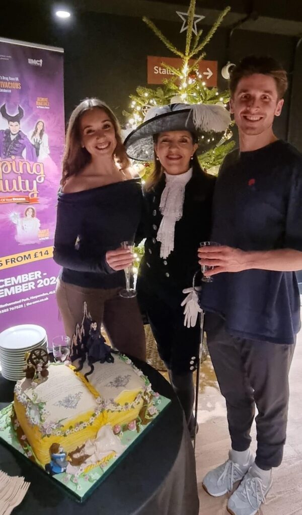 High Sheriff Annie Brewster backstage with the cast of Sleeping Beauty