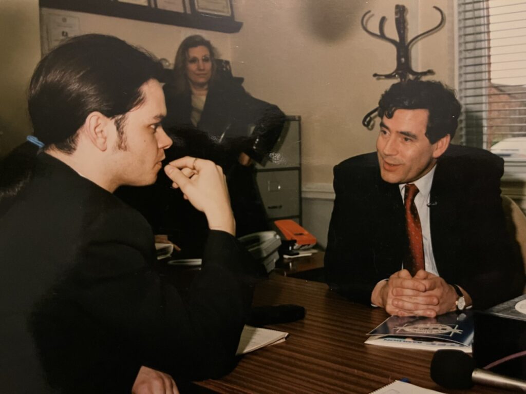 Matt interviews Gordon Brown in Basildon, 1998.