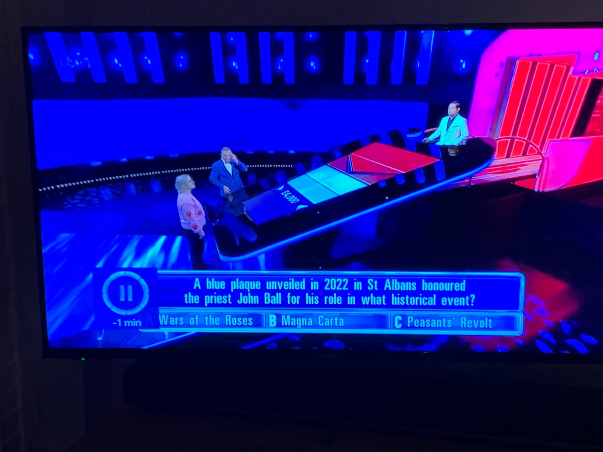 A screengrab from The Chase.