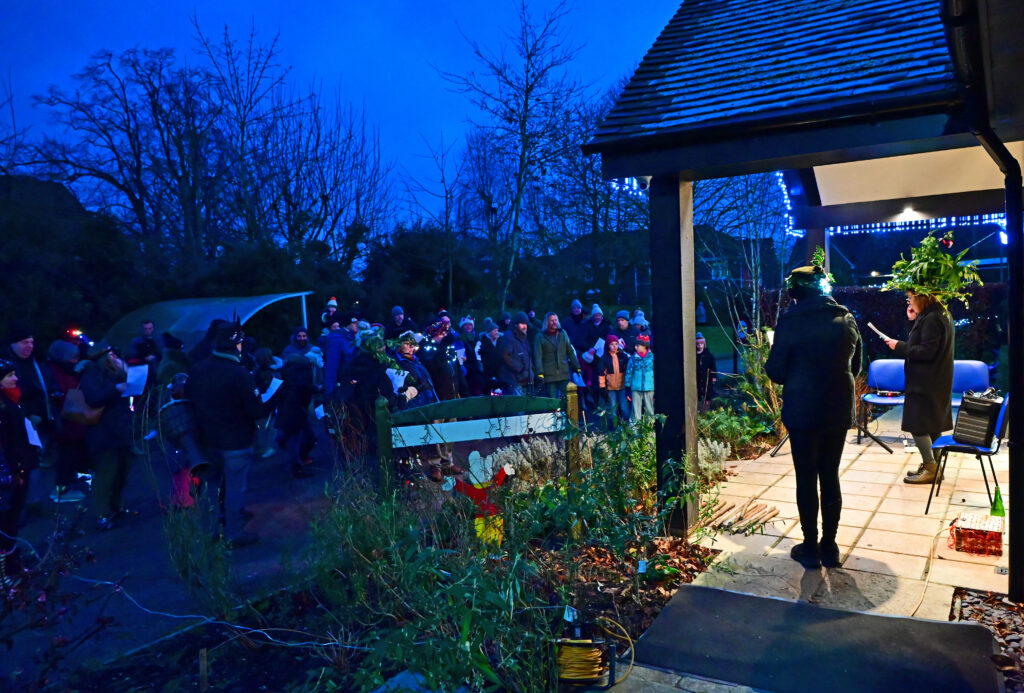 Wassailing at Highfield Park. Photo: Austin Guest