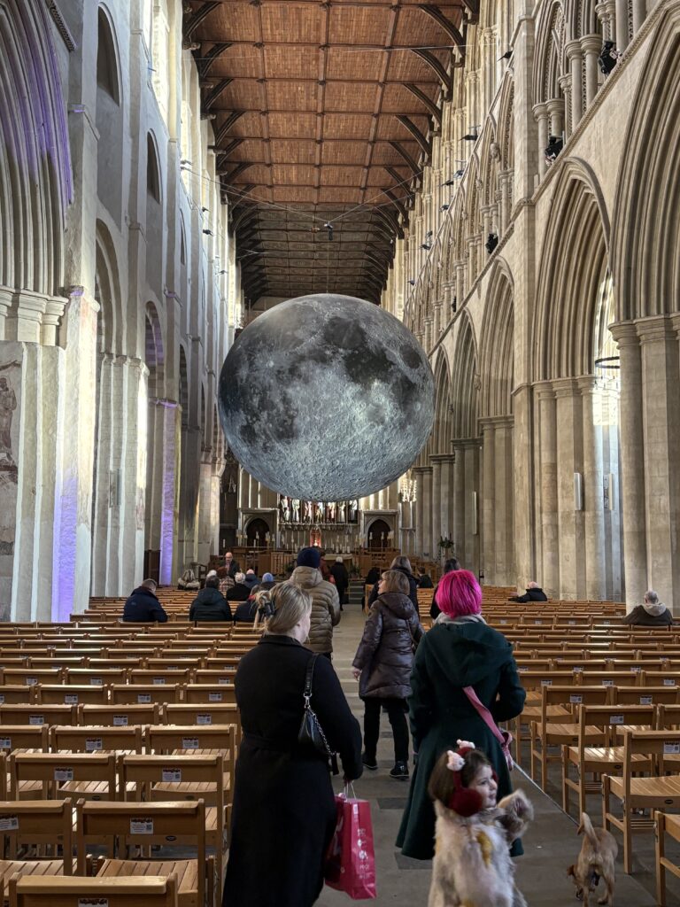 The Museum of the Moon installation at St Albans Cathedral.