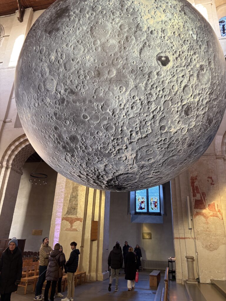 The Museum of the Moon installation at St Albans Cathedral.