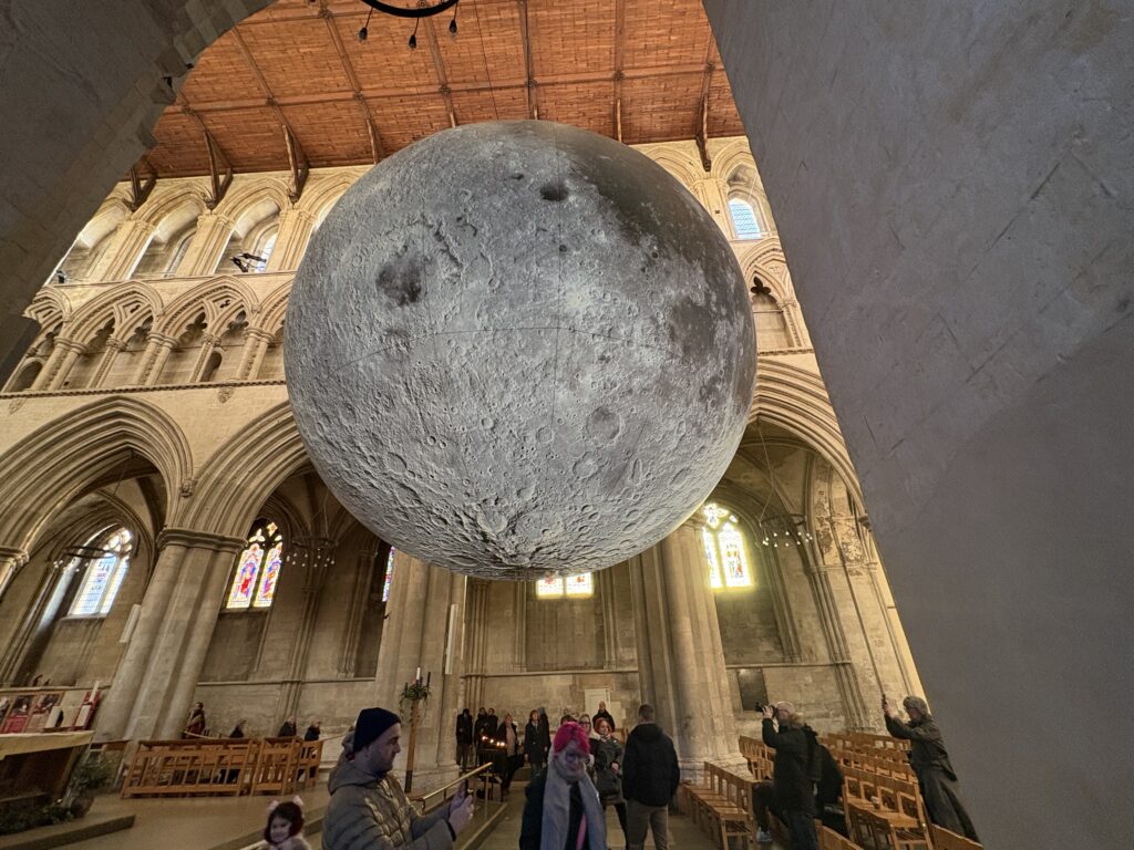 The Museum of the Moon installation at St Albans Cathedral.