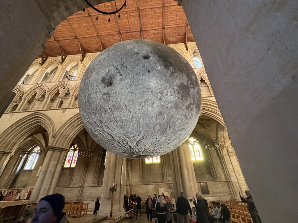 The Museum of the Moon installation at St Albans Cathedral.