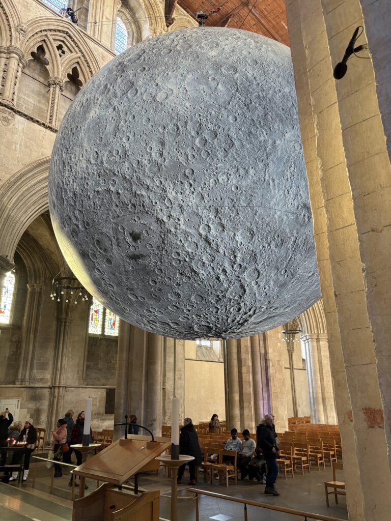 The Museum of the Moon installation at St Albans Cathedral.