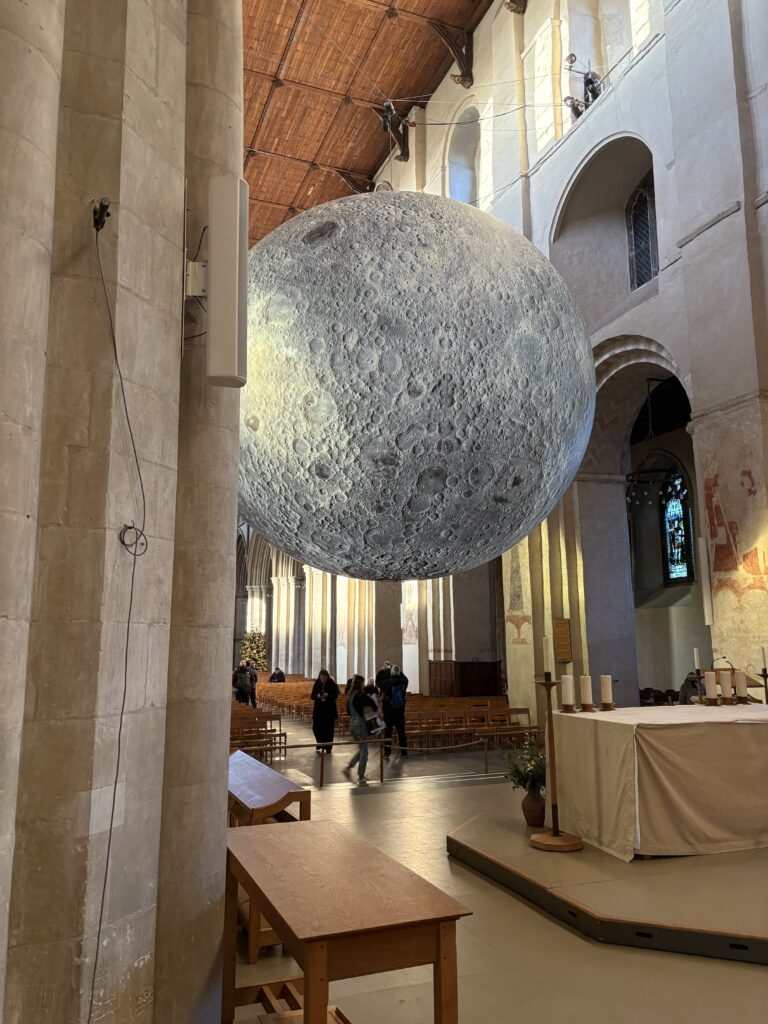 The Museum of the Moon installation at St Albans Cathedral.