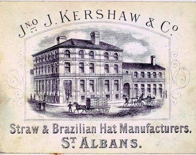 Advertisement for Kershaw’s Straw Hat Factory in Victoria Street courtesy of St Albans Museums.
