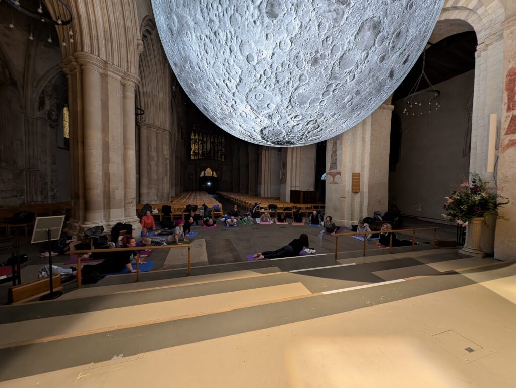Yoga under the Moon at St Albans Cathedral. Photo: Gemma Jones