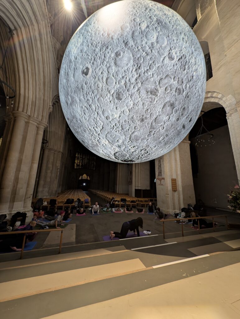 Yoga under the Moon at St Albans Cathedral. Photo: Gemma Jones