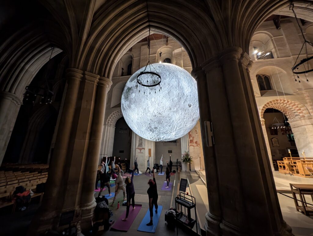 Yoga under the Moon at St Albans Cathedral. Photo: Gemma Jones