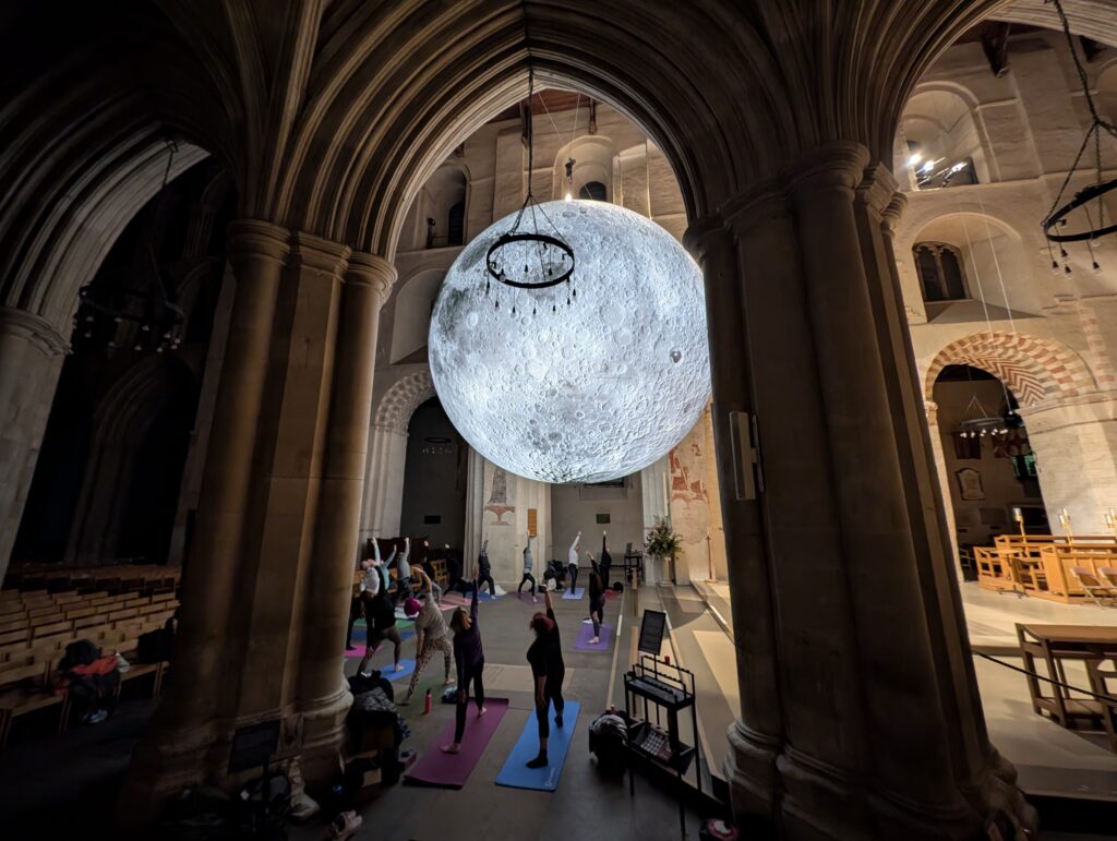 Yoga under the Moon at St Albans Cathedral. Photo: Gemma Jones