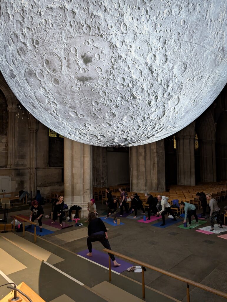 Yoga under the Moon at St Albans Cathedral. Photo: Gemma Jones
