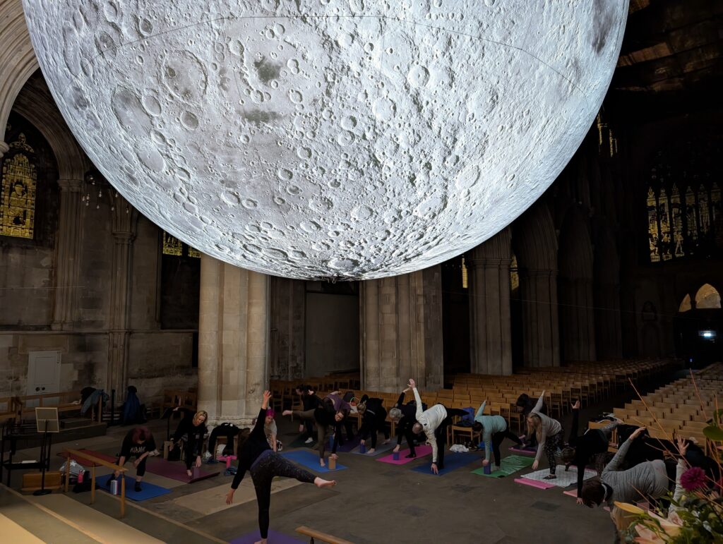 Yoga under the Moon at St Albans Cathedral. Photo: Gemma Jones