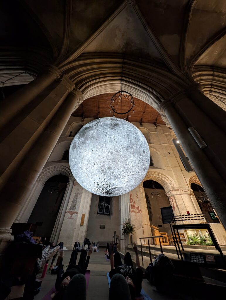 Yoga under the Moon at St Albans Cathedral. Photo: Gemma Jones