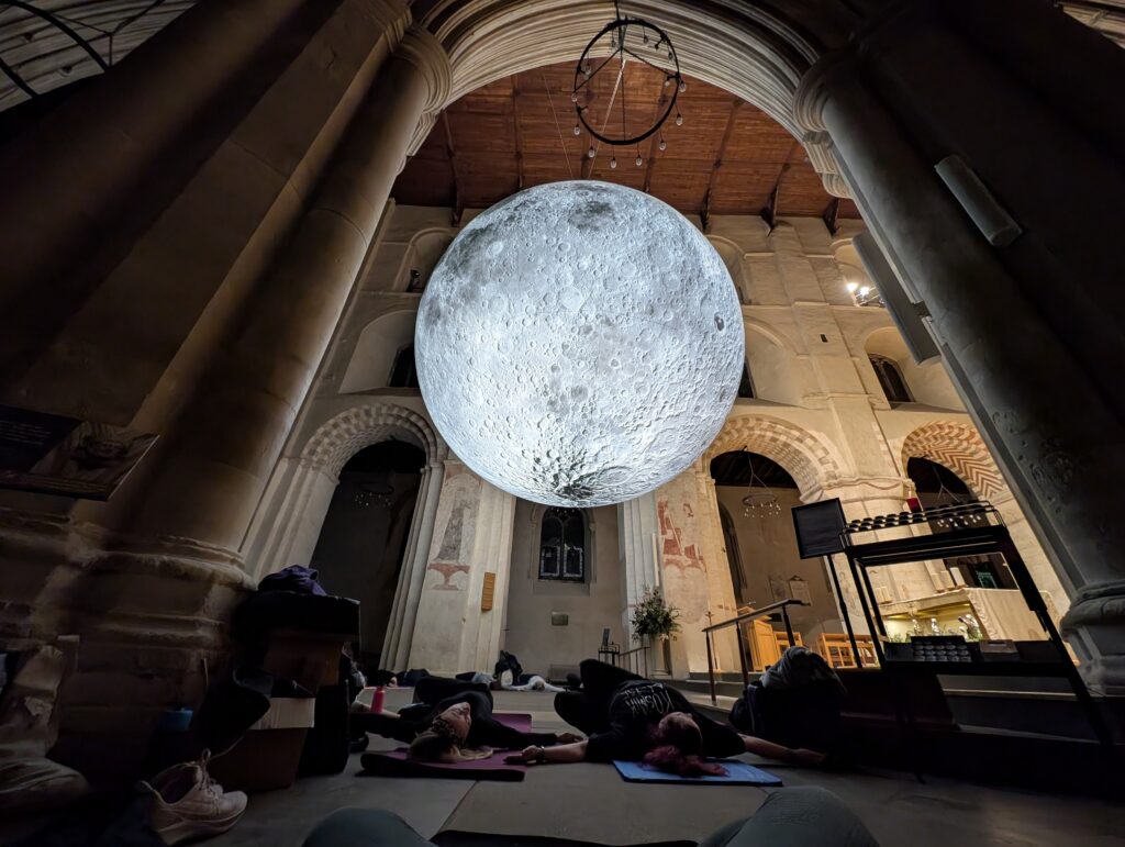 Yoga under the Moon at St Albans Cathedral. Photo: Gemma Jones