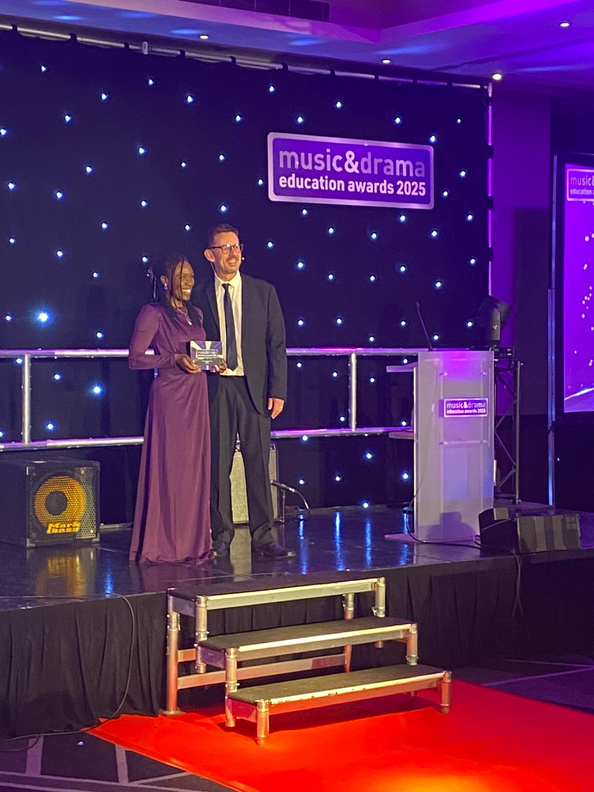 Zelia Attzs is presented with the Drama Inspiration Award.