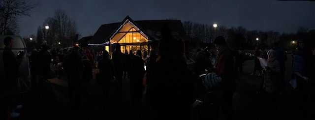 Wassailing at Highfield Park. Photo: Austin Guest