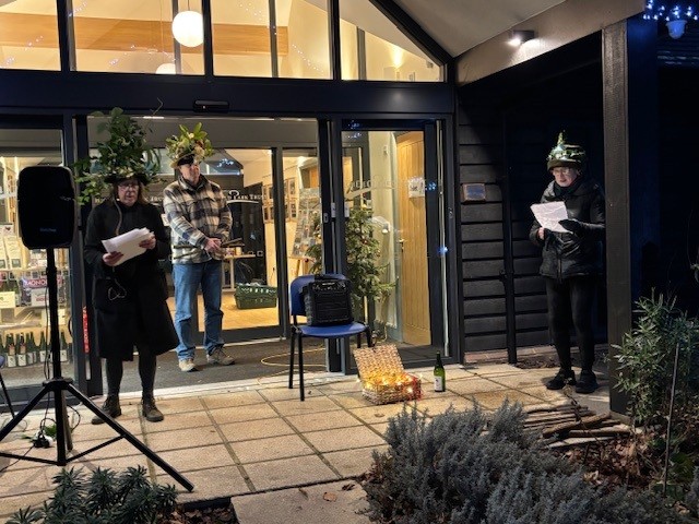Wassailing at Highfield Park. Photo: Austin Guest