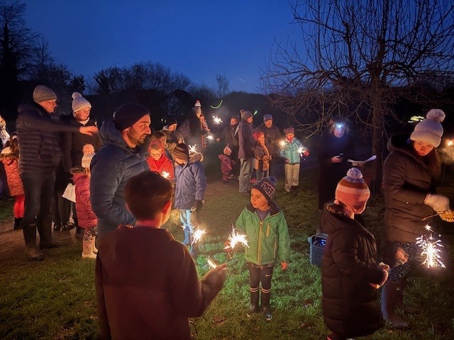 Wassailing at Highfield Park. Photo: Austin Guest