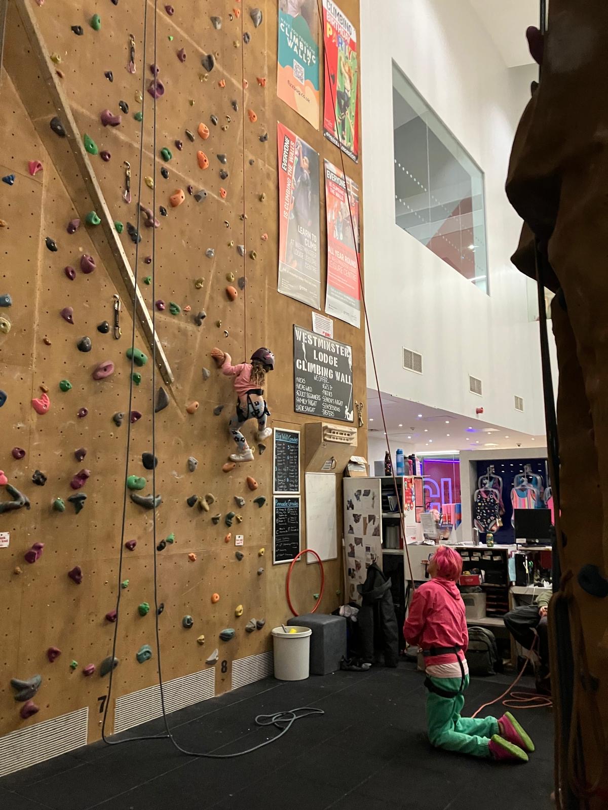 The climbing wall at Westminster Lodge.