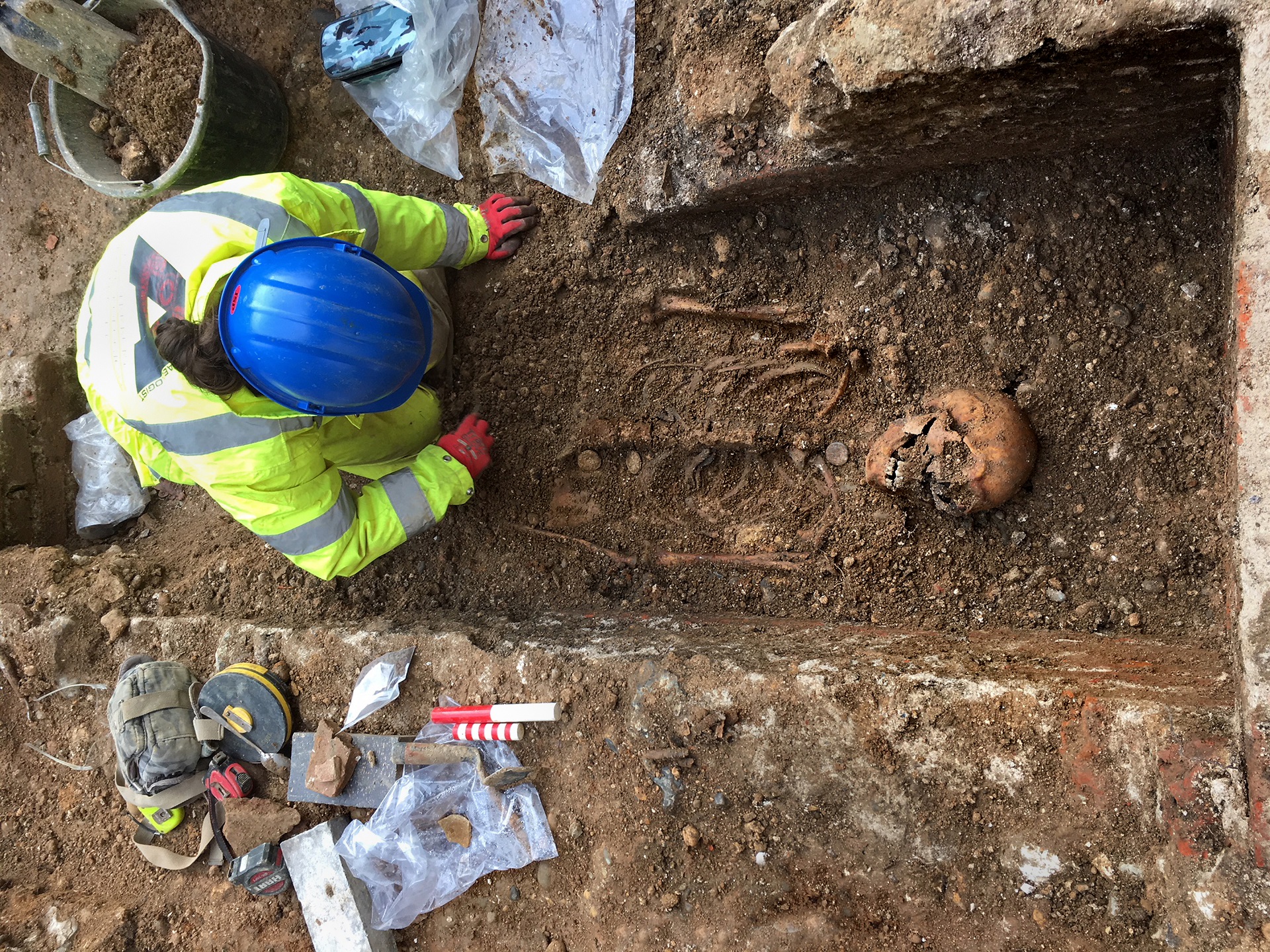 The burial site of Abbot John of Wheathampstead. Photo: Canterbury Archaeological Trust.