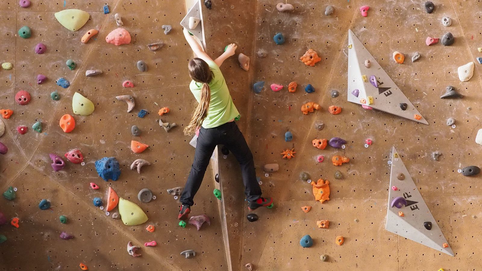 The climbing wall at Westminster Lodge.