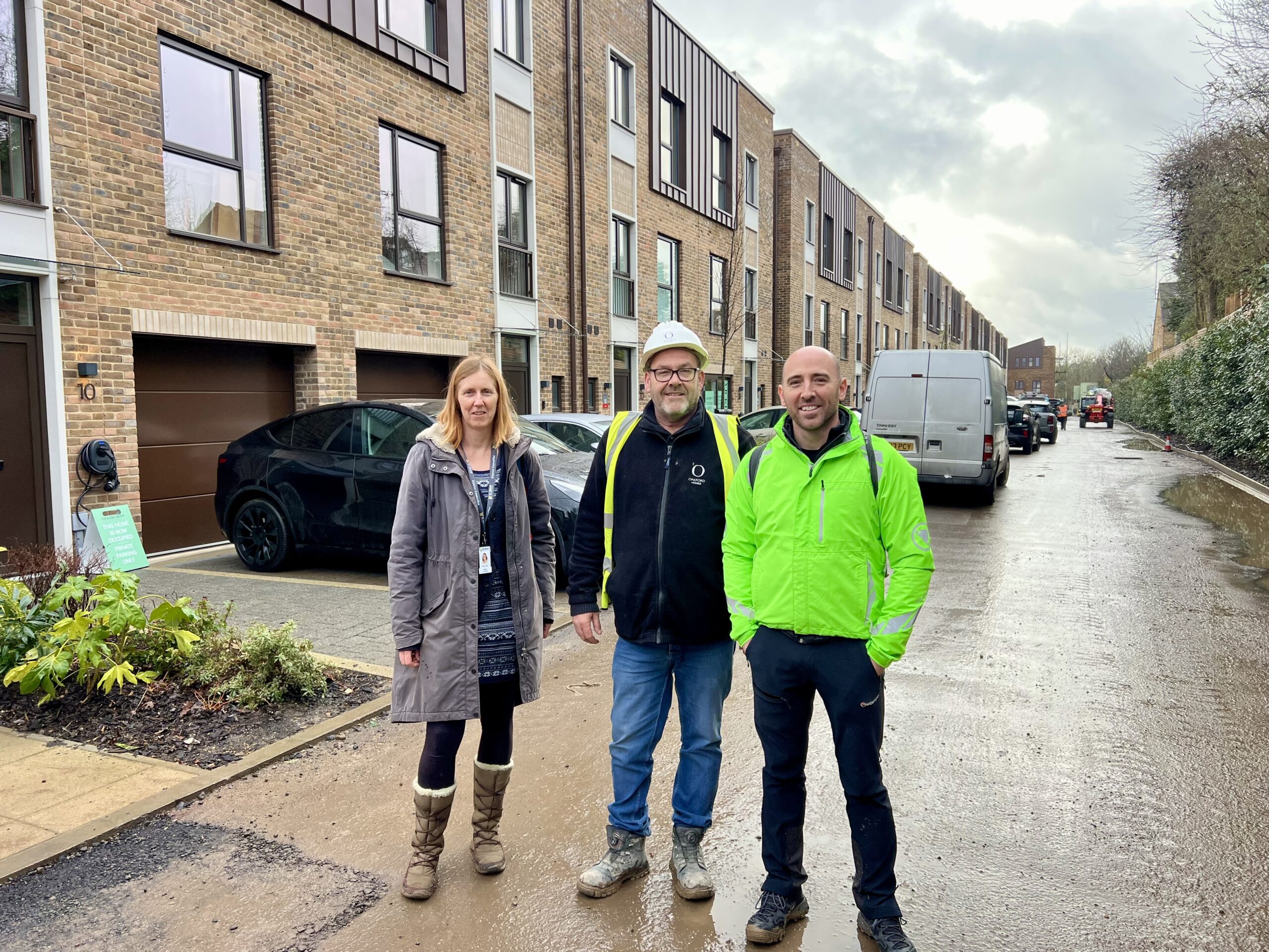 Cllrs Juliet Voisey and Matt Fisher at Vickers Mews.