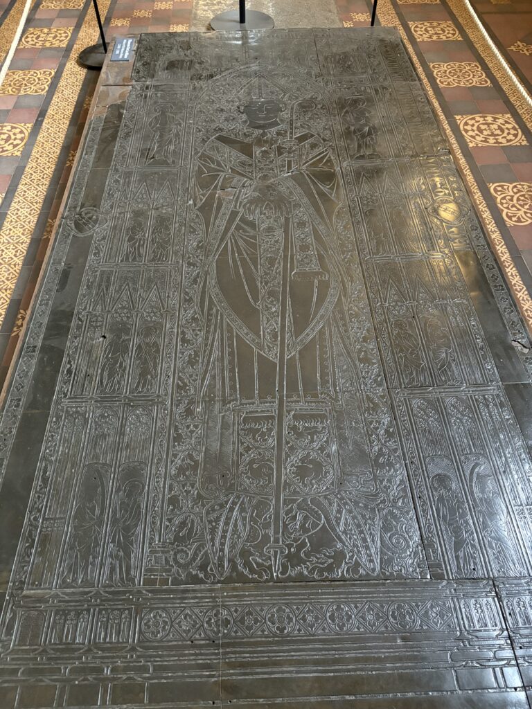 The brass of Abbot Thomas de la Mare.