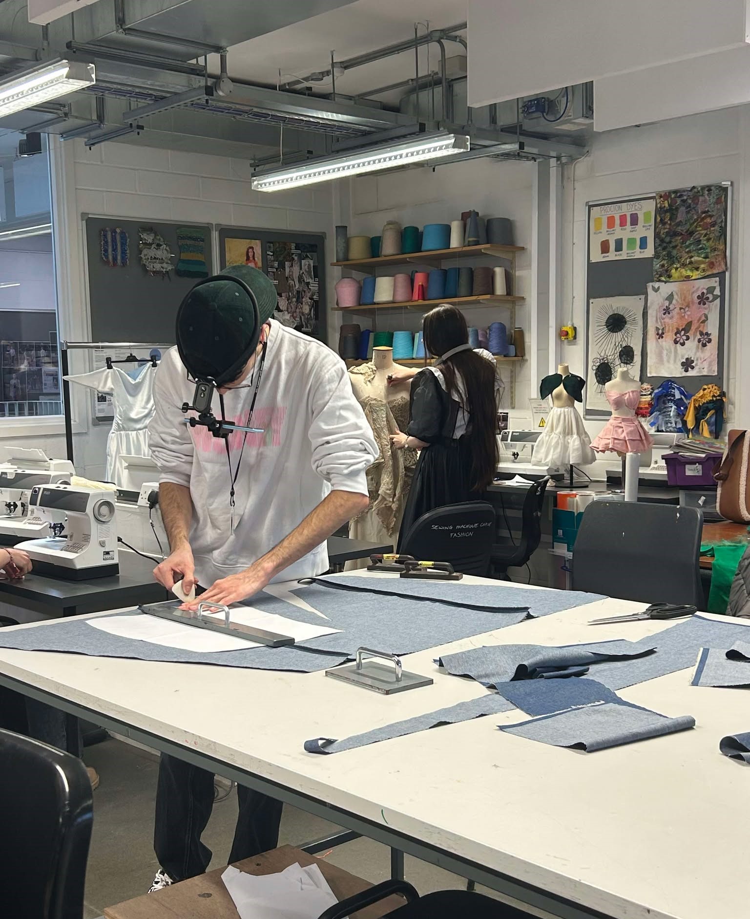 Oaklands College students working on their Vote For Nature garments
