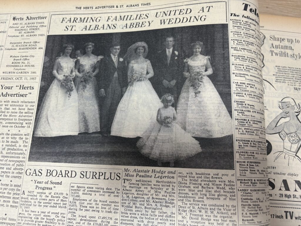 A bound volume of the Herts Advertiser dating from 1957-58.