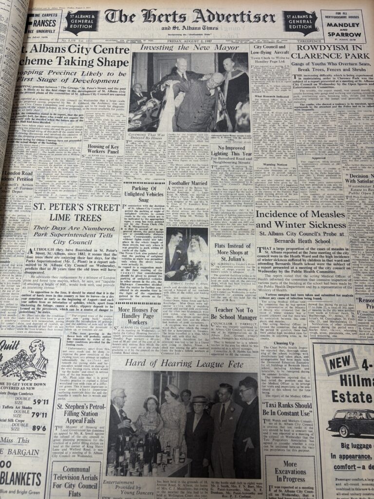 A bound volume of the Herts Advertiser dating from 1957-58.