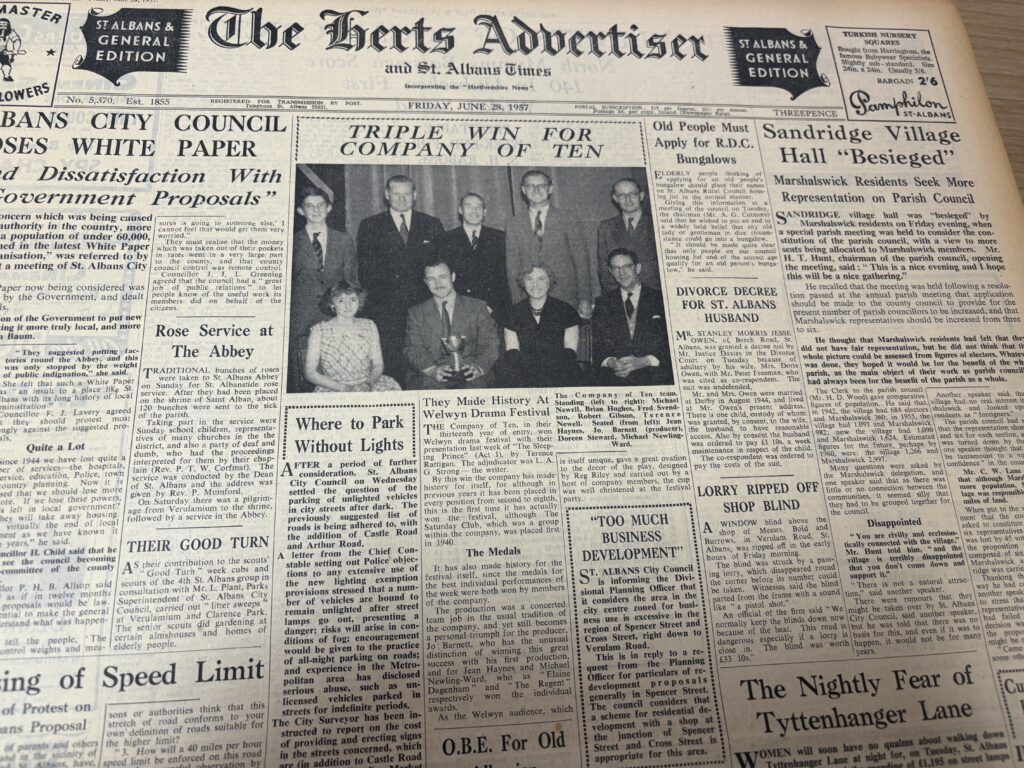 A bound volume of the Herts Advertiser dating from 1957-58.