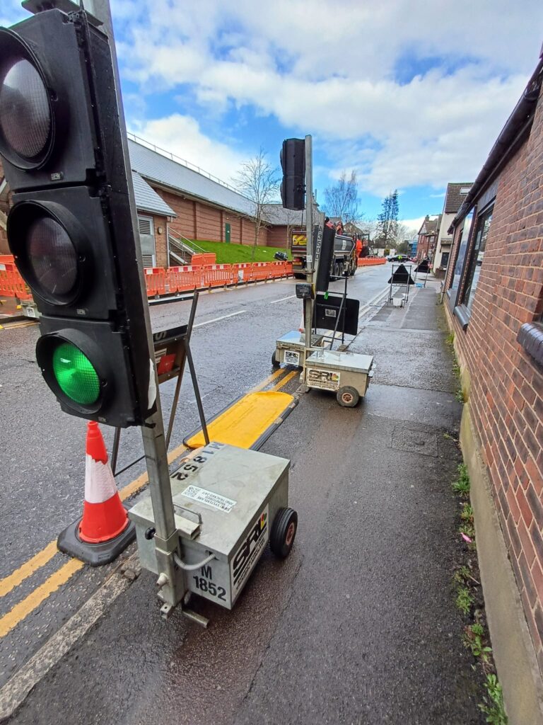 Roadworks at the junction of Hatfield Road and Sutton Road in Fleetville.