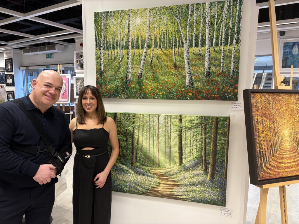 Vache Bleue Galleries owner Steve Bean with artist Sophia Chalklen.