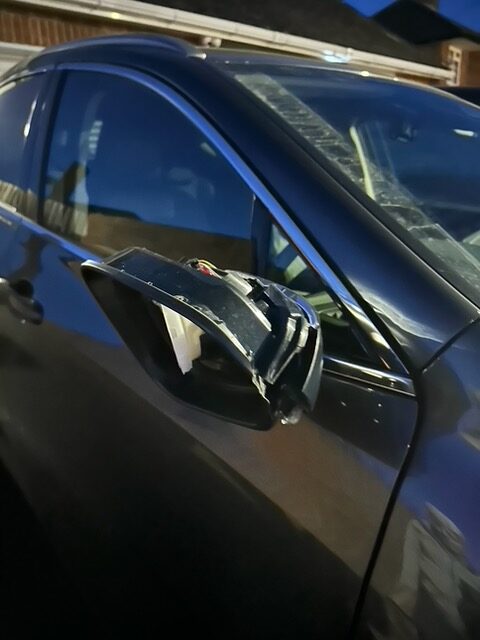 Damage caused to Janet Ryan's car.