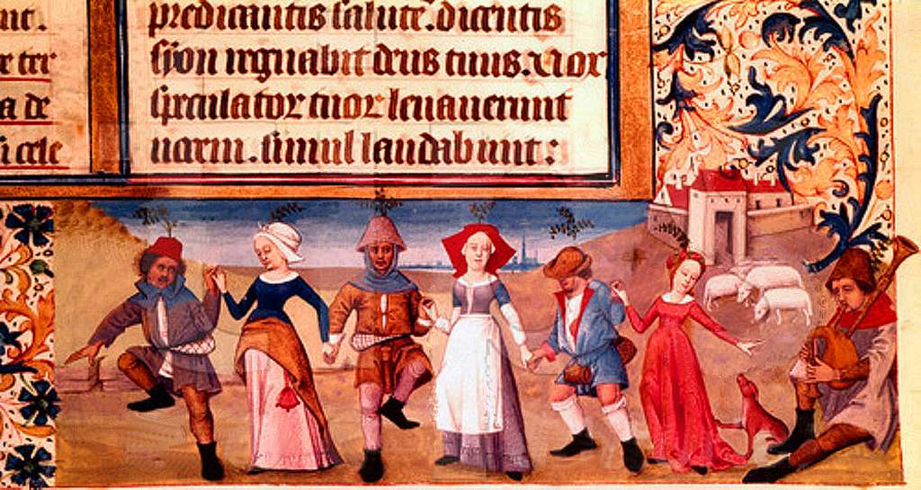 Medieval peasants dancing c1400