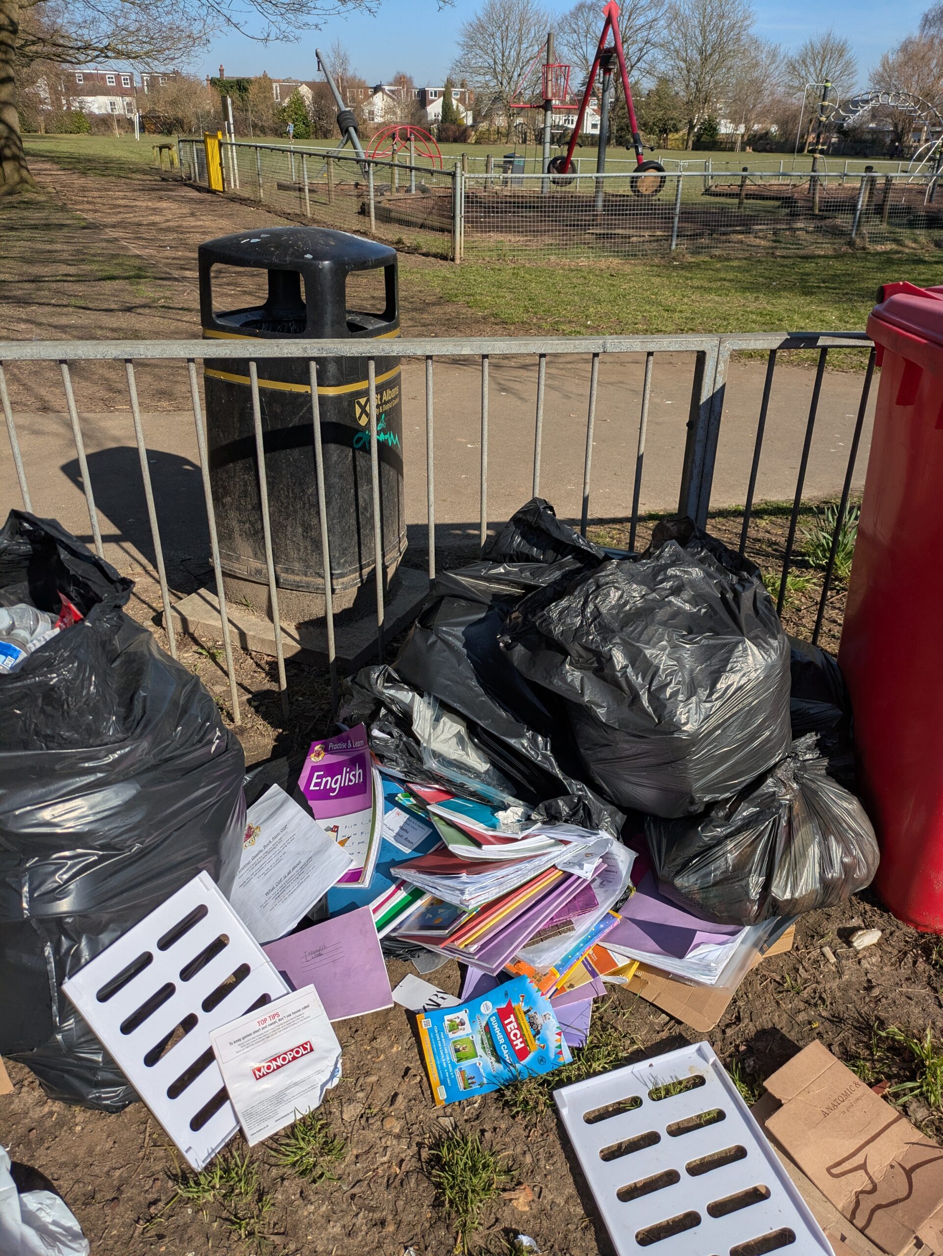 Fly-tipping at Fleetville Recreation Ground
