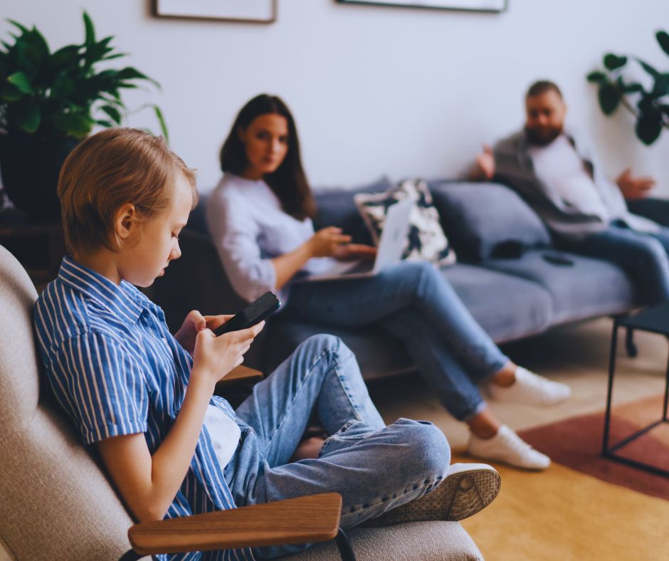 Many parents are putting away their mobile phones to set an example to their children.